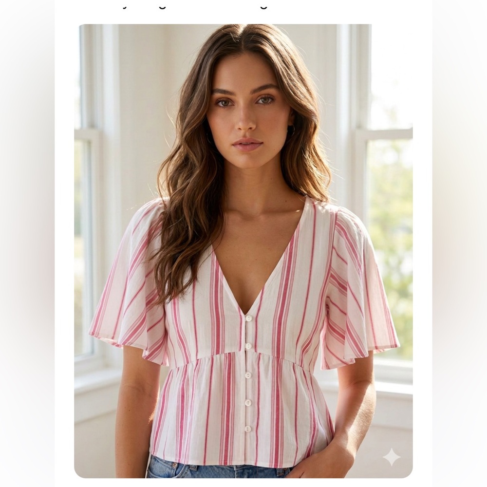 Francesca's Collections Red and White Striped Blouse